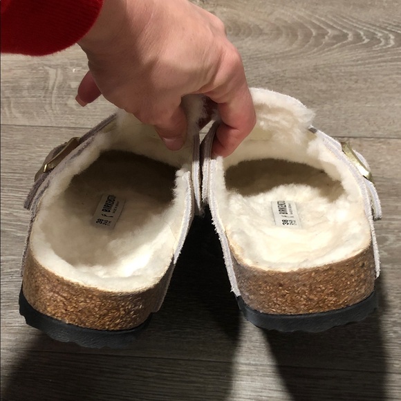 Birkenstock women’s Boston Shearling Slippers - Cream - Picture 9 of 14